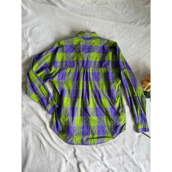 Vintage Green and Purple Buffalo Check Shirt Small - Picture 5 of 5